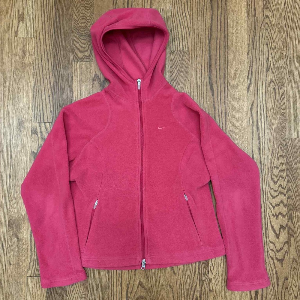 Vintage Nike Hoodie Sweatshirt Fleece Womens Small Pink Therma-Fit Full Zip y2k